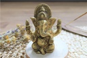 Statuette Ganesh assis en Laiton doré mat 9.2 cm