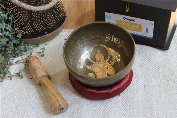 Coffret Bol chantant Traditionnel Gravure Tara Diamètre env. 12 cm