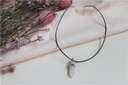 Collier Quartz Rose Pointe Cordon noir