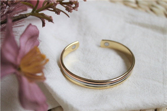 Bracelet cuivre avec Aimants Jonc arrondi 3 métaux