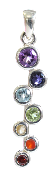 Pendentif Pierres des Chakras Argent 925 Bâton irrégulier