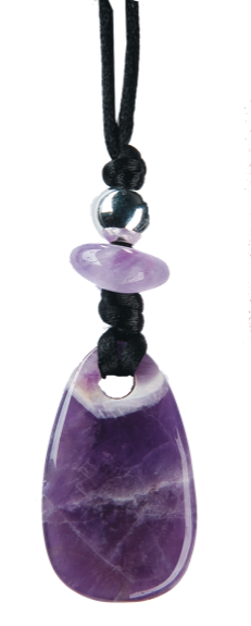 Collier Améthyste Perle métallique Cordon noir