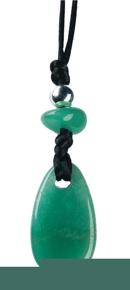 Collier Aventurine Verte Perle métallique Cordon noir