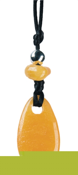 Collier Calcite Orange Perle métallique Cordon noir