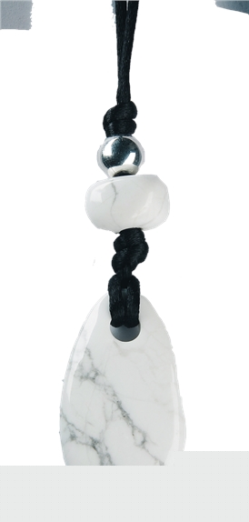 Collier Magnésite Perle métallique Cordon noir