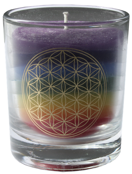 [4041678011116] Bougie Chakras 7 Couleurs - Fleur de Vie