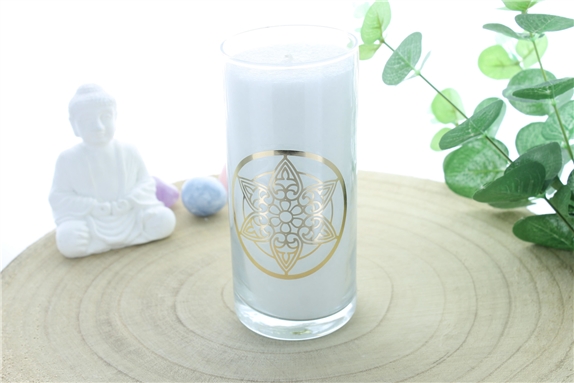 Bougie en Cire végétale Blanche Mandala