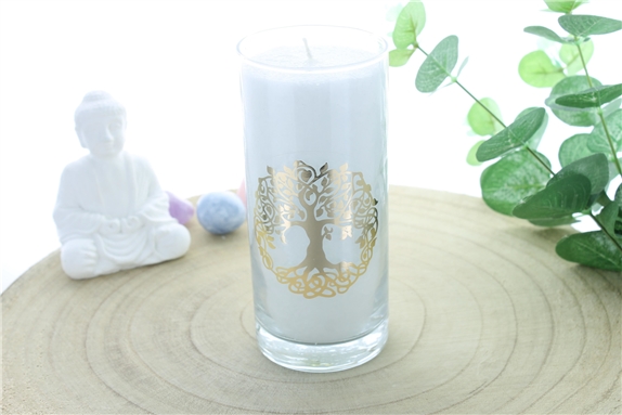 Bougie en Cire végétale Blanche Arbre de vie