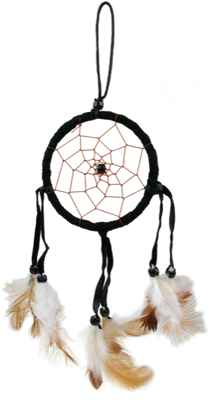 [4046833100339] Attrape-rêves noir plumes beige - PM