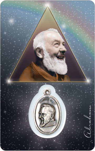 Médaille sur carte Padre Pio