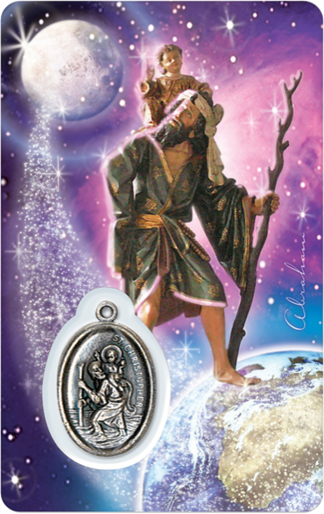 [6268977022041] Médaille sur carte Saint-Christophe