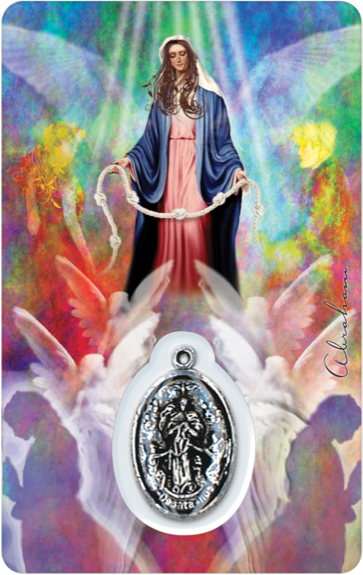 Médaille sur carte Marie qui défait les Noeuds