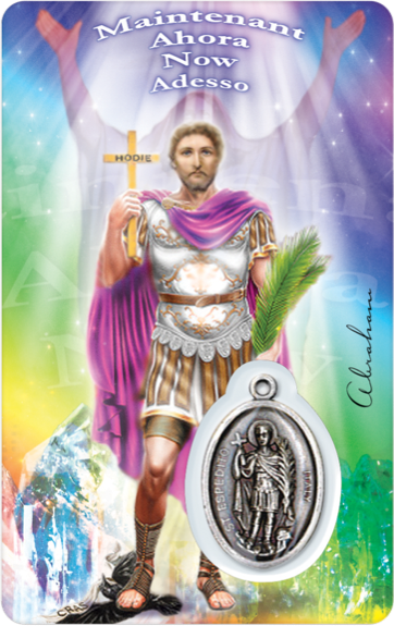 Médaille sur carte Saint-Expédit