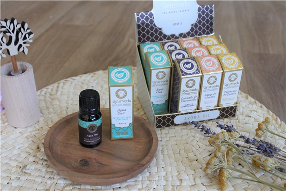 Présentoir 4 x 3 Huiles parfumées Ayurvéda 10 ml