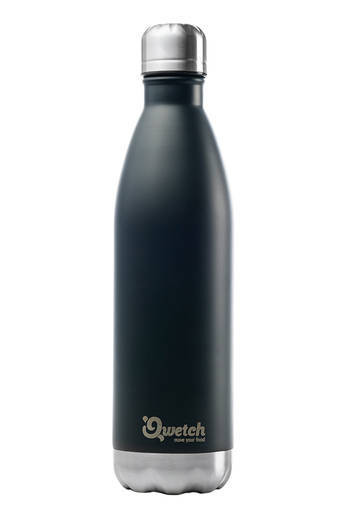 Bouteille nomade 750ml noir isotherme Qwetch - 9 x 31,5 x 9
