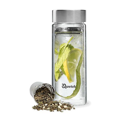 Théière nomade 320ml verre bouchon acier Qwetch + 2 filtres