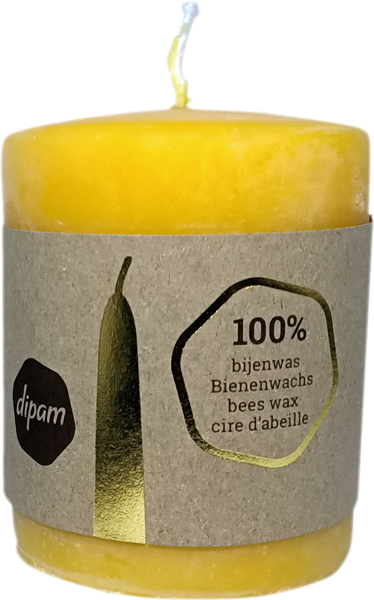 Bougie pilier 100% pure cire d'abeille diam 6.8 x 9 cm Dipam