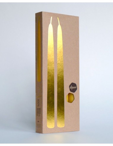 Bougie longue 100% pure cire d'abeille (lot de 4) diam 2,2 x 30 cm Dipam
