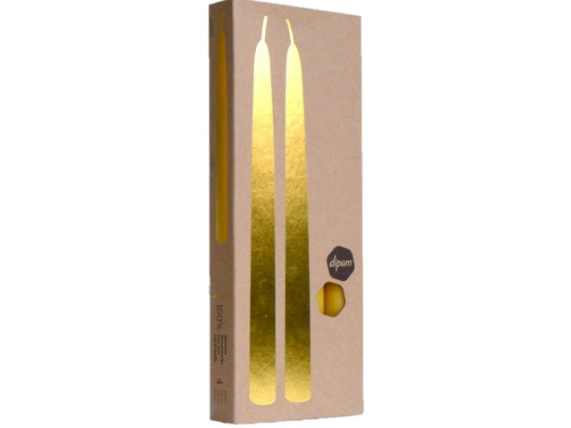 Bougie longue 100% pure cire d'abeille (lot de 4) diam 2,2 x 25 cm Dipam