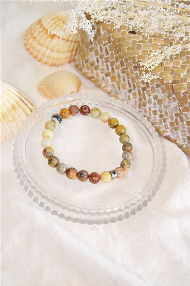 Bracelet Agate Crazy Lace Perles rondes 8 mm