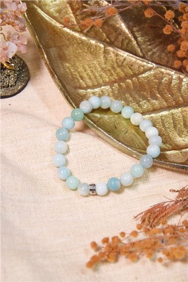 Bracelet Amazonite Perles rondes 8 mm