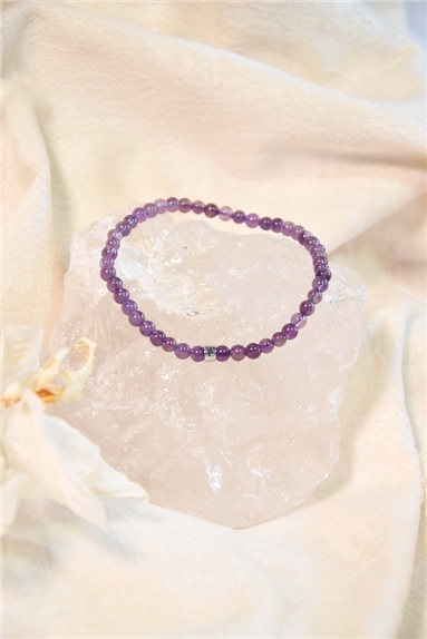 Bracelet Améthyste Perles rondes 4 mm