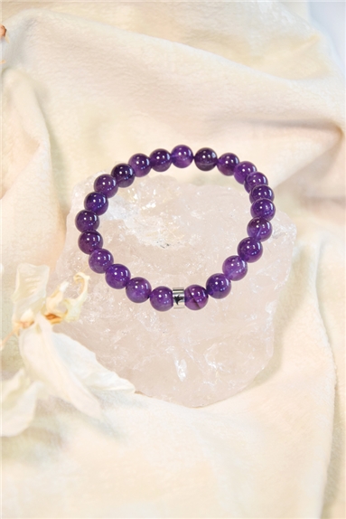 Bracelet Améthyste Perles rondes 8 mm