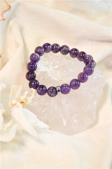 Bracelet Améthyste Perles rondes 10 mm