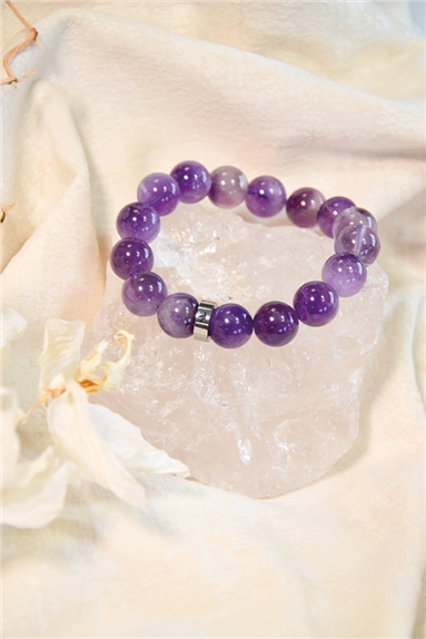 Bracelet Améthyste Perles rondes 12 mm