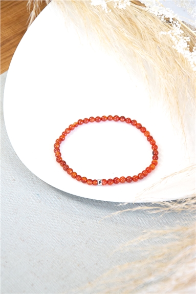 Bracelet Cornaline Perles rondes 4 mm