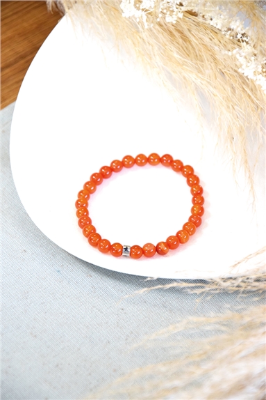 Bracelet Cornaline Perles rondes 6 mm