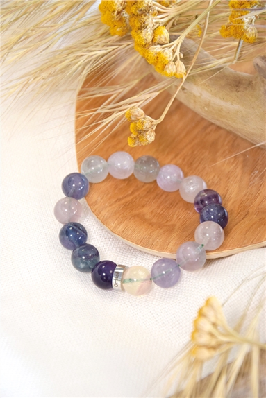 Bracelet Fluorite Perles rondes 12 mm