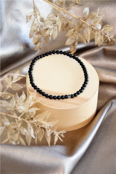 Bracelet Onyx Perles rondes 4 mm