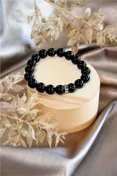 Bracelet Onyx Perles rondes 10 mm