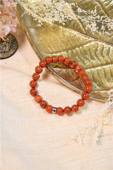 Bracelet Jaspe Rouge Perles rondes 8 mm