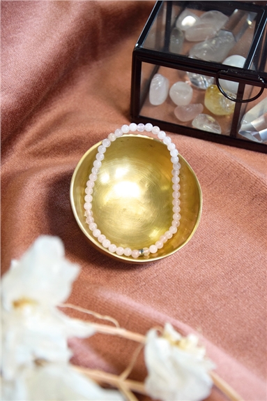 Bracelet Quartz Rose Perles rondes 4 mm