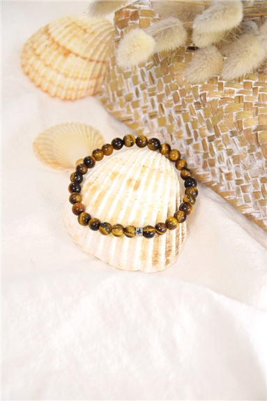 Bracelet Oeil de Tigre Perles rondes 6 mm