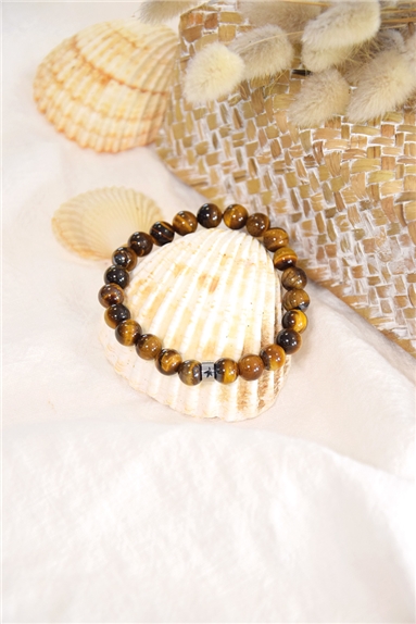 Bracelet Oeil de Tigre Perles rondes 8 mm