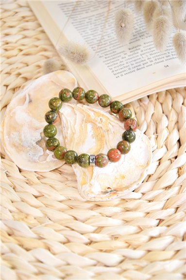 Bracelet Unakite Perles rondes 10 mm