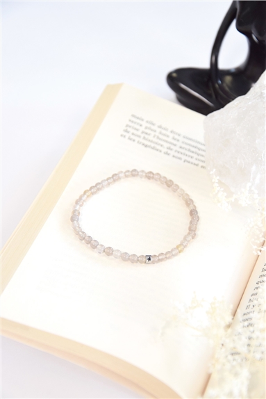 Bracelet Calcédoine Grise Perles Rondes 4 mm