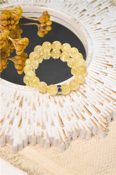 Bracelet Citrine Perles Rondes 10 mm