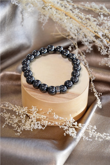 Bracelet Hématite Perles Rondes 10 mm