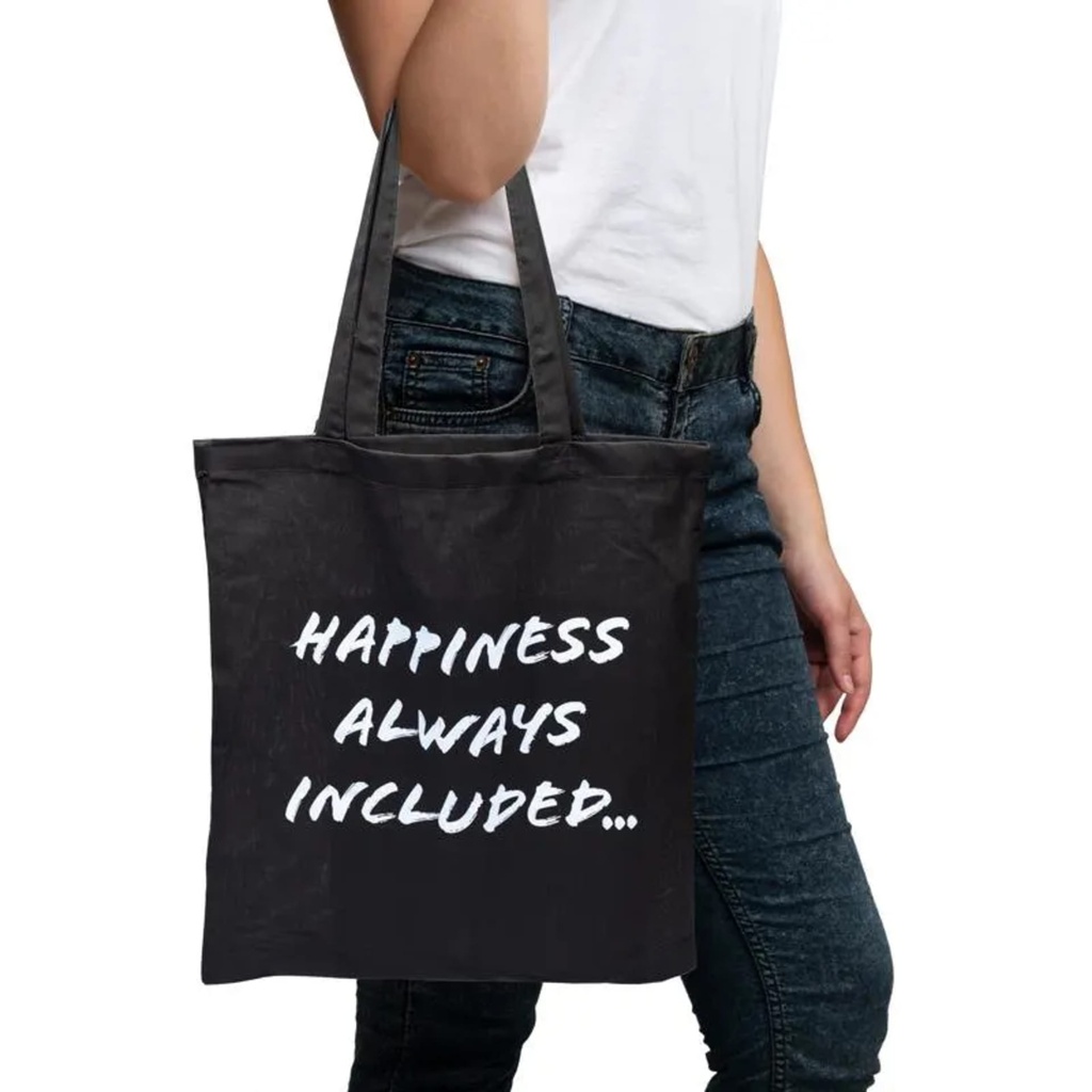 Sac shopping Hapiness anthracite -- 38x42cm