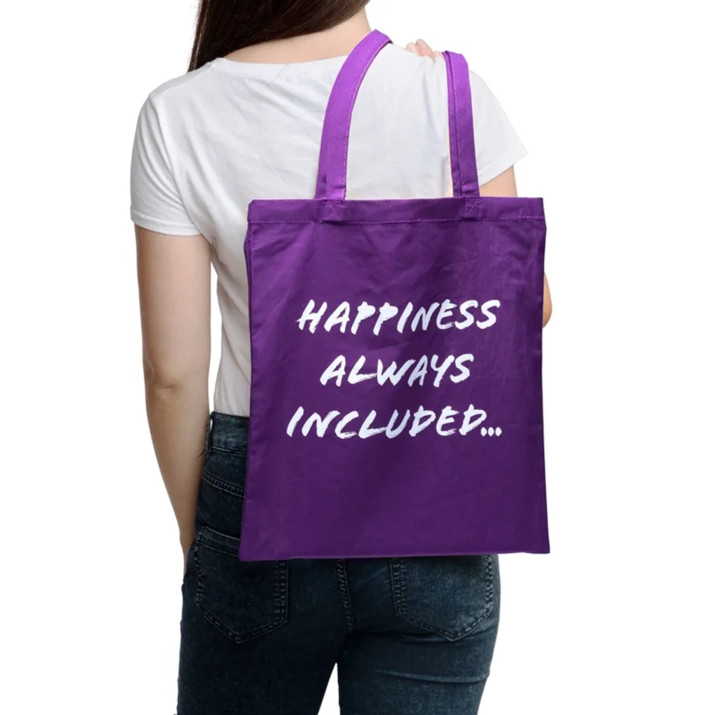 Sac shopping Hapiness violet -- 38x42cm