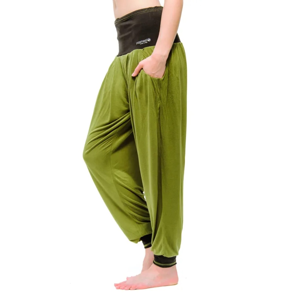Pantalon de yoga Vinayasa vert olive / noir M-L -- 184g