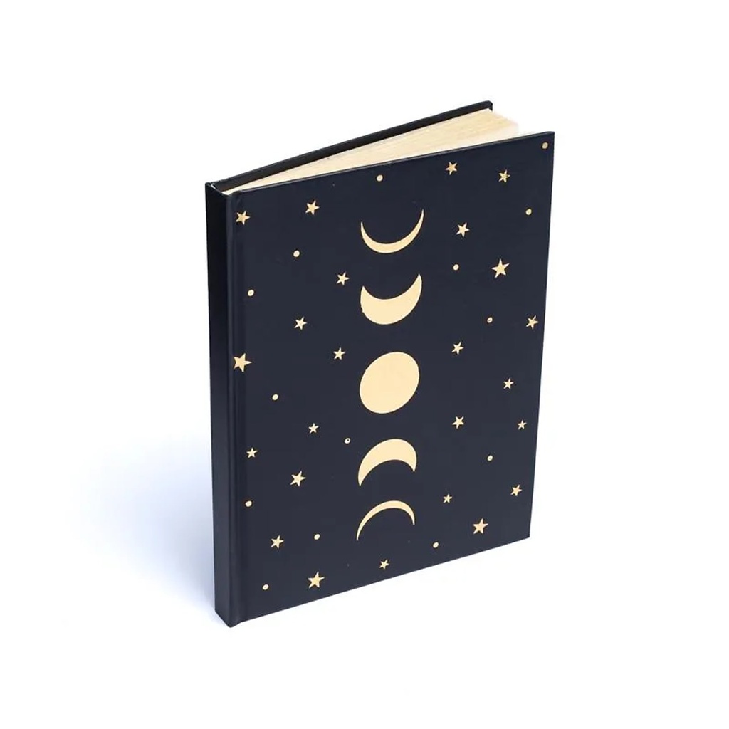 Carnet phases de lune & étoiles noir | 15x21 cm