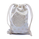 Sac en coton fleur de vie blanc | 19x13cm