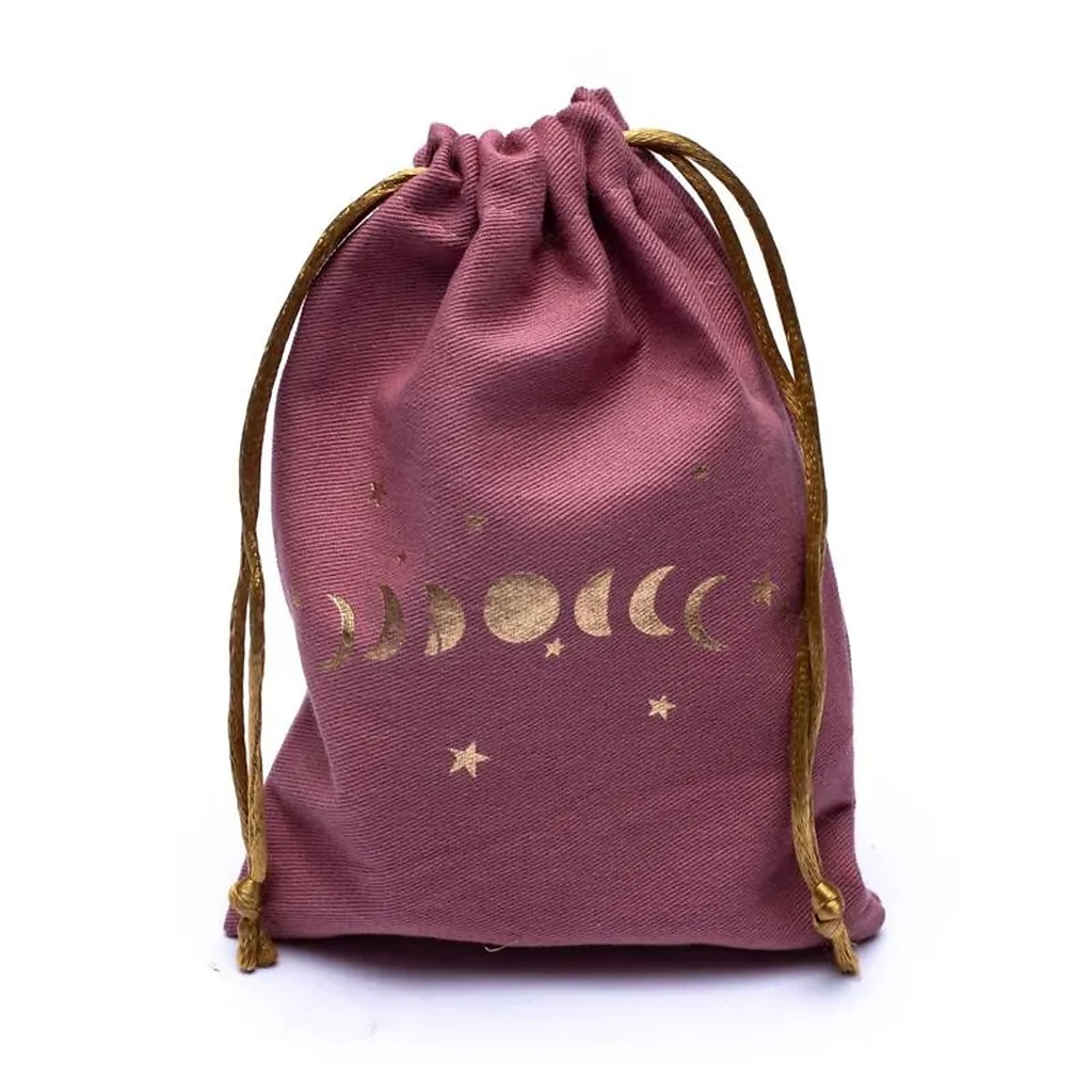 Sac en coton phases lunaires rose | 19x13cm
