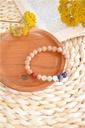 Bracelet 7 Chakras Pierre de soleil Perles rondes 8 mm