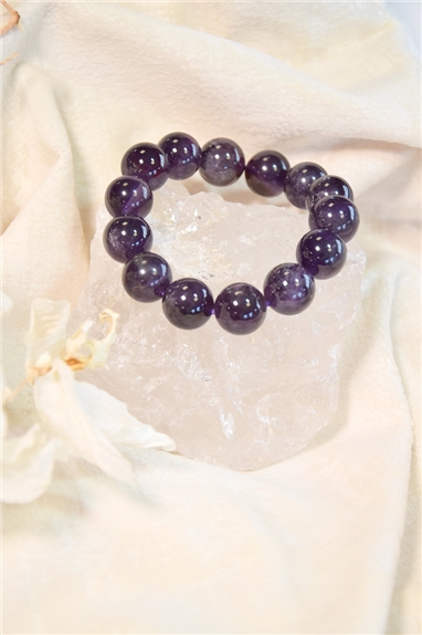 Bracelet Améthyste Perles rondes 14 mm